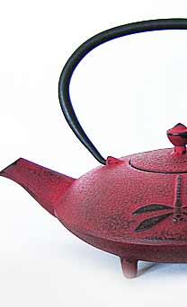gracefull red dragonfly teapot
